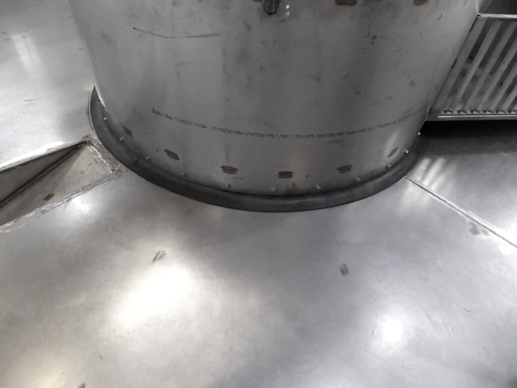 Detail of a weld on a stainless steel wastewater treatment plant.