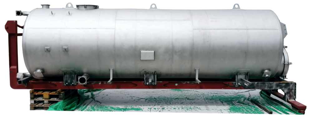 Sample of sandblasted stainless steel tank - glass balls